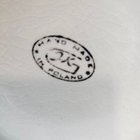 Vintage Hand Made Poland Mug Stein Hand Painted Blue White Floral Cottage Polish - Picture 9 of 12